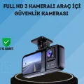 BUĞZ 360° Kapsama Sahip Full HD Araç Kamerası 3’lü Kayıt Gece Görüşlü DashCam