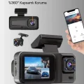 BUĞZ 360° Kapsama Sahip Full HD Araç Kamerası 3’lü Kayıt Gece Görüşlü DashCam