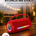 BUĞZ 360 RGB LEDli Taşınabilir Bluetooth Hoparlör – Kırmızı, USB/TF Destekli