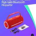  360 RGB LEDli Taşınabilir Bluetooth Hoparlör – Kırmızı, USB/TF Destekli