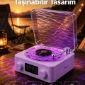 BUĞZ 360° Sesli Kablosuz Hoparlör – Retro Tasarım ve Projektör Işığı