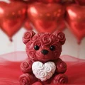 BUĞZ 3D Baskı Kalpli Ayıcık 10cm Romantik Masaüstü Dekor