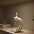 BUĞZ 3D El Üzerinde İnsan Figürü Beyaz Minimal Masa Üstü Dekor