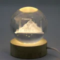 BUĞZ 3D İstanbul Temalı Kristal Cam Küre Led Lamba Model 2