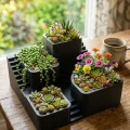 BUĞZ 3D Kaktüs Saksı Seti Çok Bölmeli Modern Dekoratif Masaüstü Bitki Standı