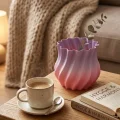 BUĞZ 3D Kıvrımlı Pembe Lila Vazo Modern Dekoratif Şık Ev Aksesuarı