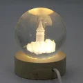BUĞZ 3d Kristal Cam Küre Ahşap Soketli İstanbul Temalı Led Lamba Aalk2575