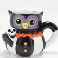 BUĞZ 3d Kurukafa Tutan Baykuş Figürlü Seramik Kupa Bardak Alk4895