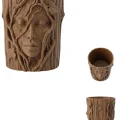 BUĞZ 3D Sanatsal Ağaç Yüzlü Dekoratif Vazo Doğa Temalı Özel Tasarım Saksı