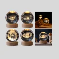 BUĞZ 3D Satürn Gravürlü Kristal Küre Dekoratif LED Işıklı Gece Lambası