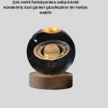 BUĞZ 3D Satürn Gravürlü Kristal Küre Dekoratif LED Işıklı Gece Lambası - Lisinya