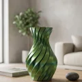 BUĞZ 3D Spiral Yeşil Vazo Modern Tasarım Dekoratif Ev Aksesuarı
