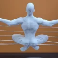 BUĞZ 3D Zen Heykeli Beyaz Ay İçinde Meditasyon Figürü Dekoratif Obje
