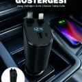 BUĞZ 4 Cihazı Aynı Anda Şarj Eden Araç Şarj Cihazı USB-A, USB-C, Type-C ve Lightning Destekli
