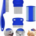  4lü Bit Pire Tarağı Set Kedi Köpek Evcil Hayvan Tüy Toplayıcı Mavi