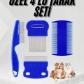  4lü Bit Pire Tarağı Set Kedi Köpek Evcil Hayvan Tüy Toplayıcı Mavi