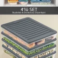  4lü Buzdolabı Organizer Mikrodalga Ve Difrize Uygun Saklama Kabı Antrasit 4 X 2400 ml