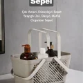 BUĞZ 4lü Gri Mutfak Düzenleyici Kulplu Sepet Banyo Çamaşır Organizer Seti