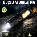 BUĞZ 4 Modlu USB Şarjlı LED El Feneri Kamp ve Outdoor