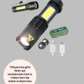 BUĞZ 4 Modlu USB Şarjlı LED El Feneri Kamp ve Outdoor