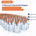 BUĞZ 4 Numara Hacamat Kupası 100 Adet Vakumlu Manuel Kupa Bardak Dayanıklı Plastik Hacamat Kabı