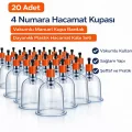 BUĞZ 4 Numara Hacamat Kupası 20 Adet Vakumlu Manuel Kupa Bardak Dayanıklı Plastik Hacamat Kabı