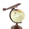 BUĞZ 40x25 cm Pirinç Uçak Tasarımlı Dünya Küre