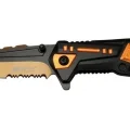 BUĞZ 4171 Turuncu Kamp Çakı 21cm - Yarı Otomatik, Kemerlikli, Testere Detaylı