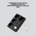 BUĞZ 4.1A Hızlı Şarjlı Akım Korumalı 4 Priz ve 3 USB Çıkışlı Priz - Lisinya
