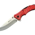 BUĞZ 4312 Kırmızı Kamp Çakı 20cm - Yarı Otomatik, Kemerlikli