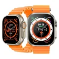 BUĞZ 49mm Gümüş Kasa Kilitli Vidalı Turuncu Silikon Kordon SIM Kartlı GPS Nabız Sensörlü Akıllı Saat