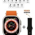 BUĞZ 49mm Gümüş Kasa ve Turuncu Çelik Kordonlu Akıllı Saat - Nabız, GPS, Uyku Takibi Özellikli