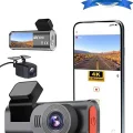 BUĞZ 4k Wifi Çift Kameralı Araç Kamerası Gece Görüşlü G-sensörlü Dash Cam 170 Derece