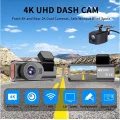 BUĞZ 4k Wifi Çift Kameralı Araç Kamerası Gece Görüşlü G-sensörlü Dash Cam 170 Derece