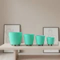 BUĞZ 4’lü 3D Ayaklı Yeşil Saksı Seti Dekoratif Modern Tasarım