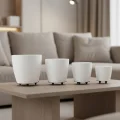 BUĞZ 4’lü 3D Beyaz Ayaklı Saksı Seti Modern Minimal Dekoratif Vazo