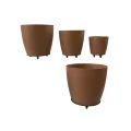 BUĞZ 4’lü 3D Kahverengi Dekoratif Vazo Seti Modern Ayaklı Şık Saksı Takımı
