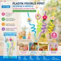 BUĞZ 4pcs Kıvrımlı - Renkli Plastik Pipet Figürlü=mix Bx40