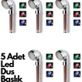  5 Adet Tasarruflu Boncuklu Ledli Duş Başlık-pil Veya Elektrik Gerekmez Kinetik Enerjili