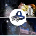 BUĞZ 5 LED Far Şarj Edilebilir Güçlü Kafa Lambası Kamp Lambası 4 Modlu