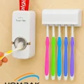 BUĞZ 5li Diş Fırçalık Macun Sıkıcı Seti Duvara Monte Beyaz Hijyenik Pratik Organizer