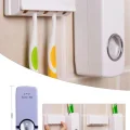BUĞZ 5li Diş Fırçalık ve Otomatik Macun Sıkacağı Duvar Askılı Beyaz Pratik Banyo Seti