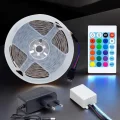  5 Metre Şerit Led RGB Işıklı Kumandalı Güç Adaptörü Her Ortama Uygun