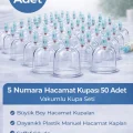 BUĞZ 5 Numara Hacamat Kupası 50 Adet Vakumlu Kupa Seti – Manuel Pompa Uyumlu Şeffaf Plastik Büyük Boy Hacamat Kabı