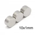 BUĞZ 50 Adet 10x1mm Yuvarlak Neodyum Mıknatıs Güçlü Dayanıklı Magnet Nikel Kaplama