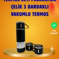 BUĞZ 500 ml Isı Korumalı Çelik Termos ve Bardak Seti | Silikon Tabanlı, Şık ve Pratik