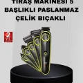 BUĞZ 5’i 1 Arada Şarjlı Erkek Bakım Seti LED Göstergeli ve Suya Dayanıklı