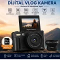 BUĞZ 5k 75mp 18x Zoom Flaşlı 3” Flip Ekranlı Türkçe 32gb Kart Dijital Vlog Fotoğraf Makinesi Lens Hediyeli