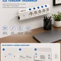 BUĞZ 5’li Akım Korumalı Çoklu Priz 2 Metre Kablolu 3680w 16a 5 Anahtarlı 2usb-a 2 Usb-c Pd 20w Hızlı Ftr-28