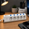 BUĞZ 5’li Akım Korumalı Çoklu Priz 2 Metre Kablolu 3680w 16a 5 Anahtarlı 2usb-a 2 Usb-c Pd 20w Hızlı Ftr-28